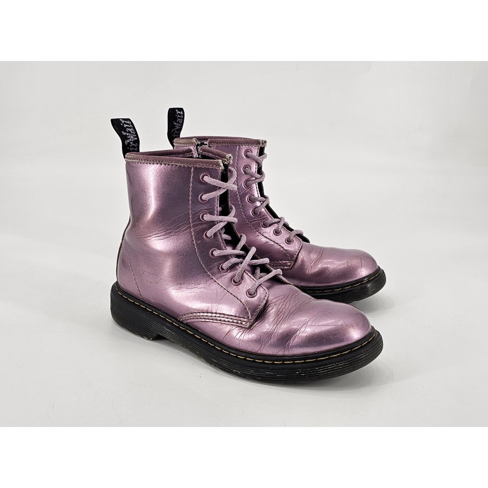 Dr. Martens 1460J Pink Patent Leather Glossy Combat Boot Unisex Kids Size 4
